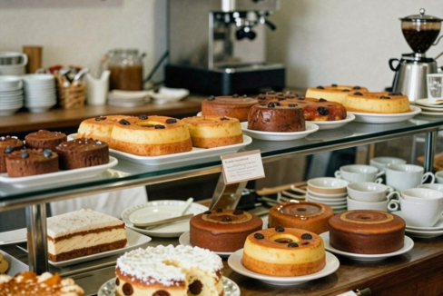 cafeteria e loja de bolos